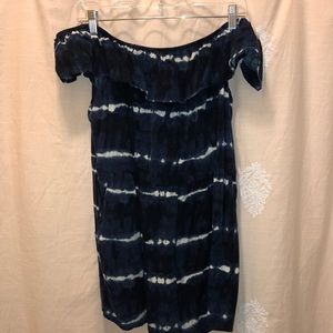Blue tye-dye romper with pockets
